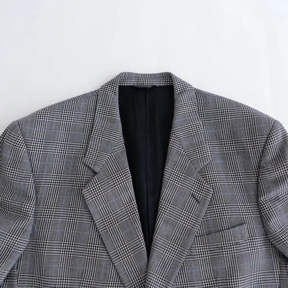Savile Row 100% Wool Plaid Sport Jacket Blazer ~Grey/Black ~See Measurements Pic - Picture 10 of 16